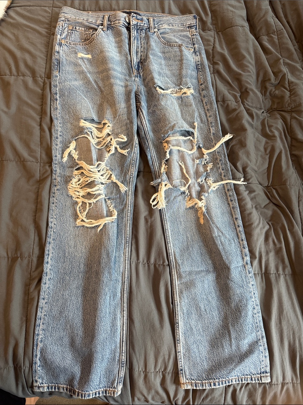 Aeropostale Light Blue Distressed Wide Leg Jeans